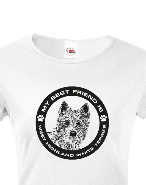 Dámské tričko West Highland White teriér kulatý motív