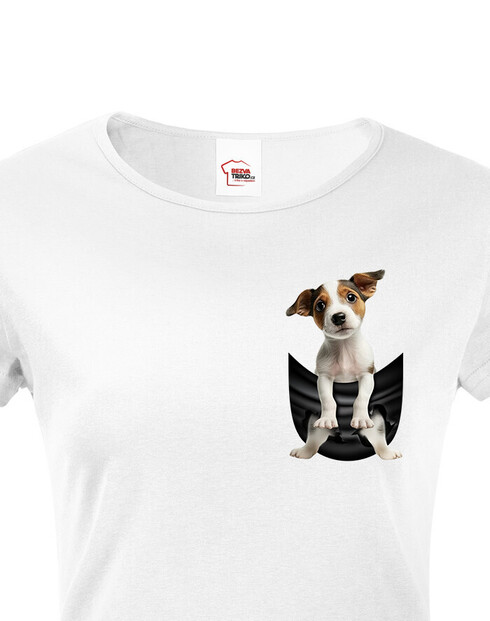 Dámské tričko Jack russel teriér v kapsičce