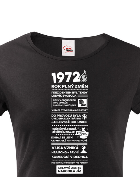 Dámské tričko narozeninové noviny 1972