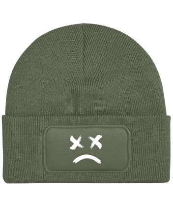 Unisex čepice s obdélníkovou nášivkou Sad Face