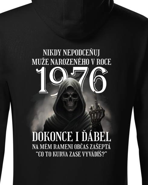 Pánská mikina k narozeninám s kostlivcem
