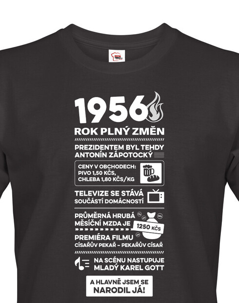 Pánské tričko narozeninové noviny 1956