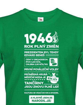 Pánské tričko narozeninové noviny 1946