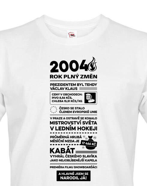 Pánské tričko narozeninové noviny 2004