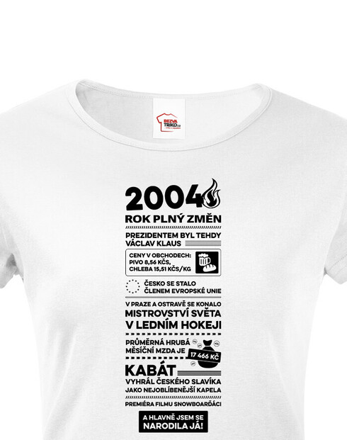 Dámské tričko narozeninové noviny 2004