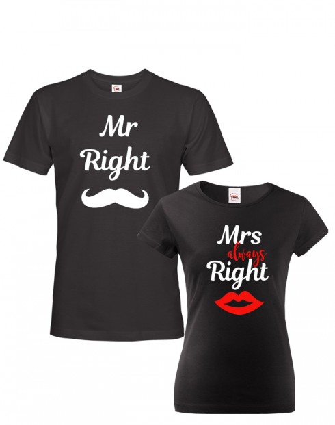 Párová trika Mr Right a Mrs Always Right