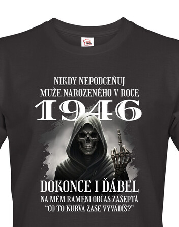 Pánské tričko k 80. narozeninám s kostlivcem