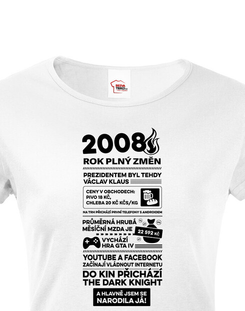 Dámské tričko narozeninové noviny 2008