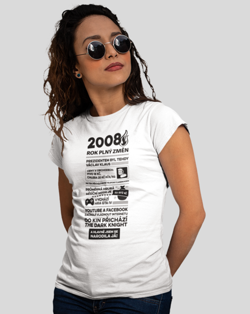 Dámské tričko narozeninové noviny 2008