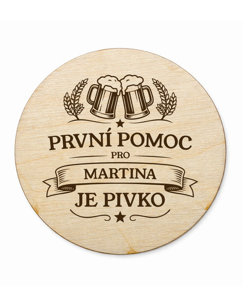 Kulatý podtácek První pomoc pivko s volitelným jménem