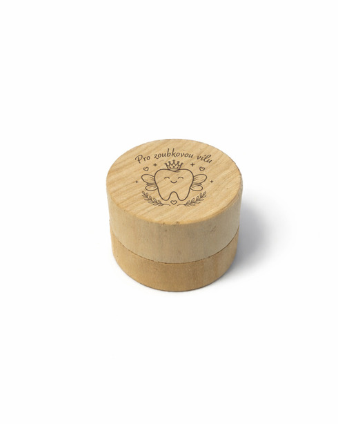 Dřevěná kulatá krabička 4x2,7 cm pro zoubkovou vílu