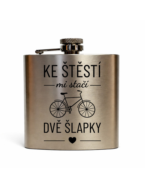 Nerezová placatka 180 ml Ke štěstí mi stačí dvě šlapky