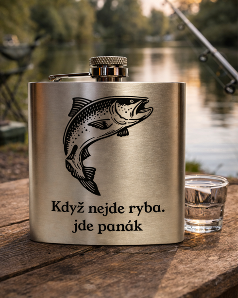 Nerezová placatka 180 ml Když nejde ryba, jde panák