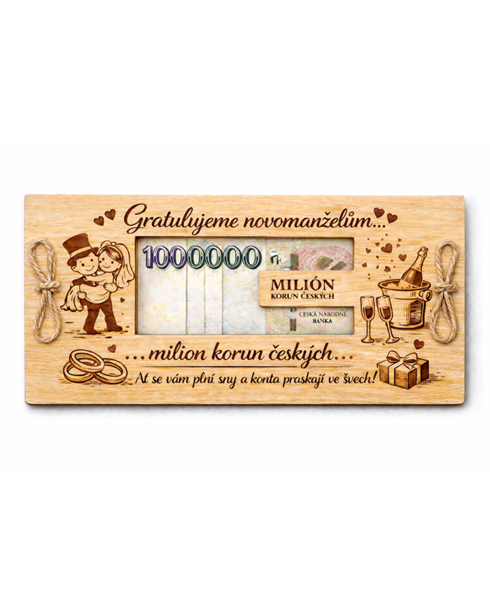 Svatební obálka na peníze - Milión korun