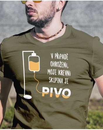 Pánské tričko s krátkým rukávem Krevní skupina je pivo