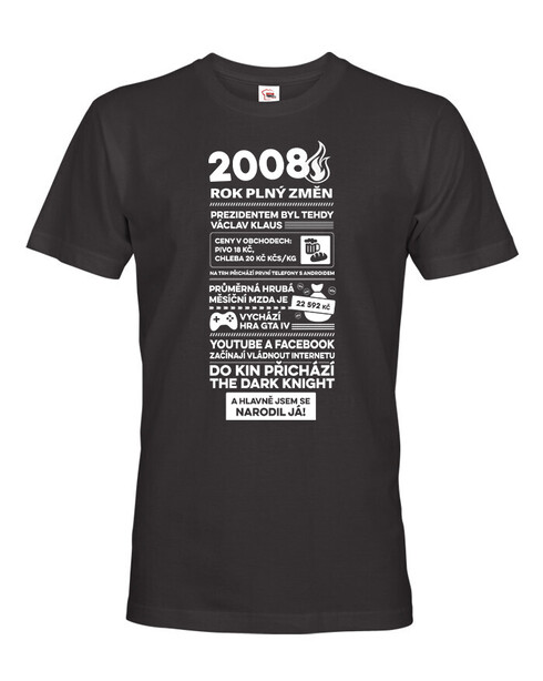 Pánské tričko narozeninové noviny 2008