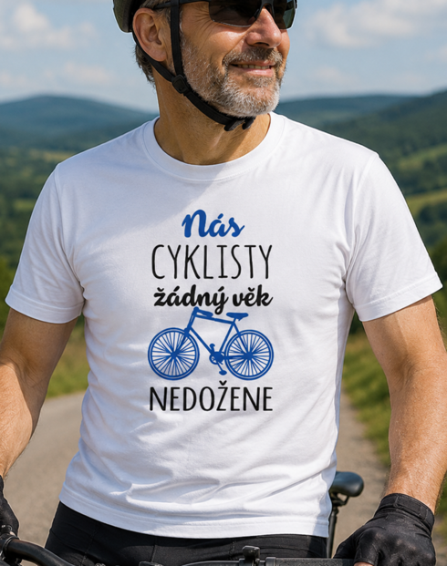 Pánské tričko Nás cyklisty žádný věk nedožene