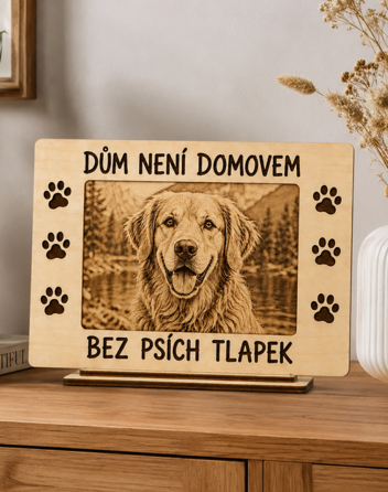 Dřevěný fotorámeček s gravírovaním A4