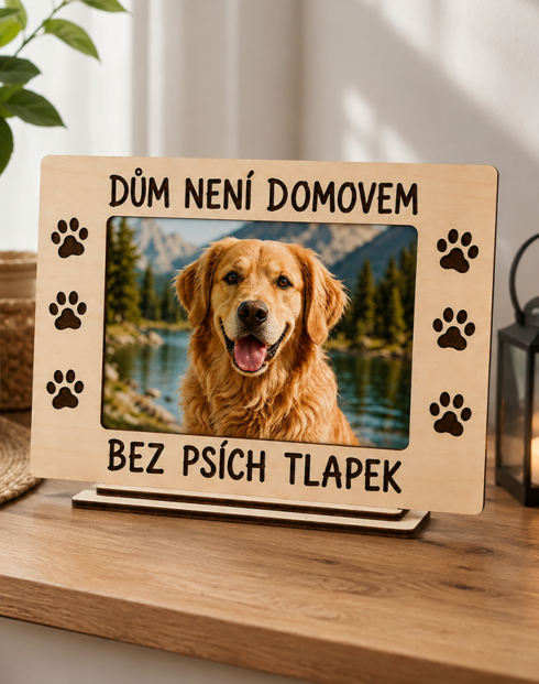 Dřevěný fotorámeček A4 s fotografií