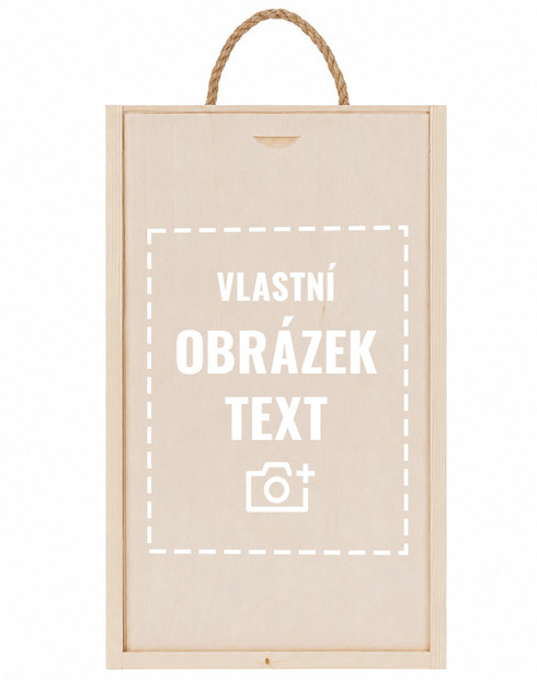 Dřevěná krabička na dvě vína s výsuvným víkem a vlastním gravírováním