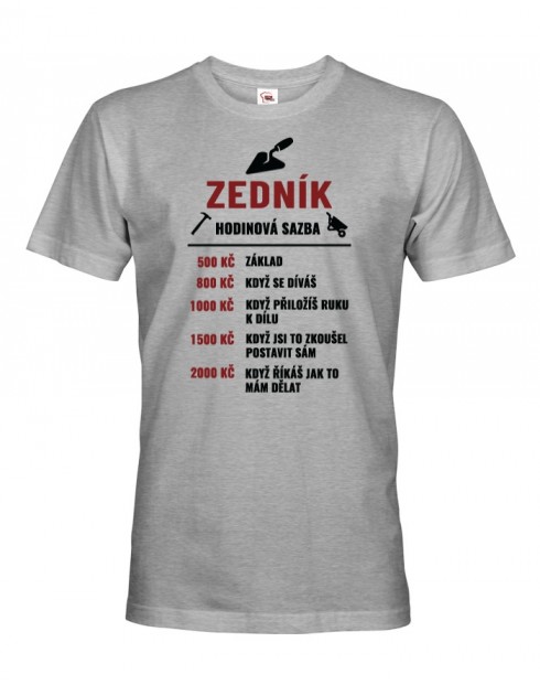 Pánské tričko - Hodinová sazba zedník