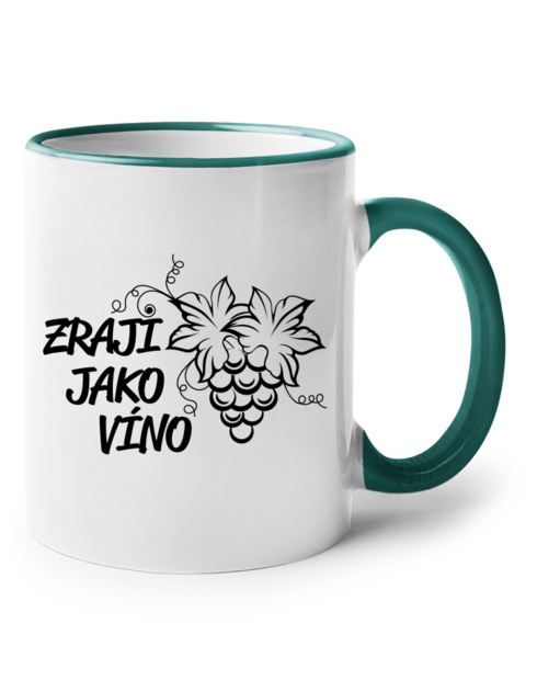Keramický hrnek s barevným uchem Zraji jako víno