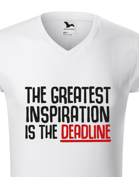 Pánské tričko s výstřihem do V – The Greatest Inspiration Is The Deadline
