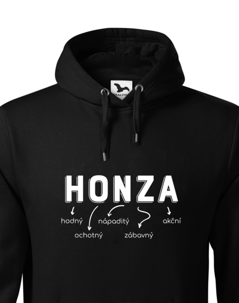 Pánská mikina s kapucí Honza – nosný, napaditý, ochranný, zásobovací