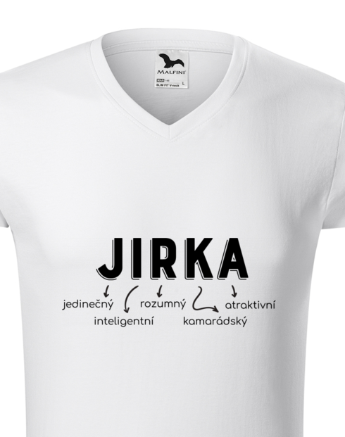 Pánské tričko s výstřihem do V – Jirka: odvážný, rozumný, atraktivní