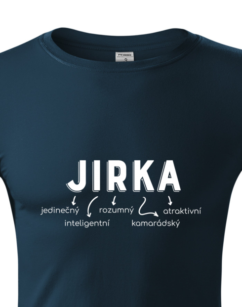 Unisex tričko s dlouhým rukávem – Jirka: odvážný, rozumný, atraktivní