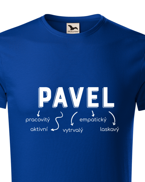 Pánské tričko z bio bavlny – Pavel, pracovitý, skromný, vtipný, empatický, loajální