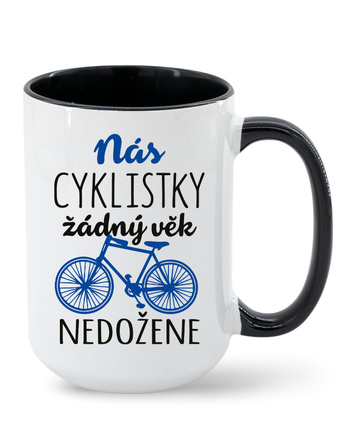 Keramický hrnek MAX - barevný vnitřek a ucho nás cyklistky žádný věk nedožene