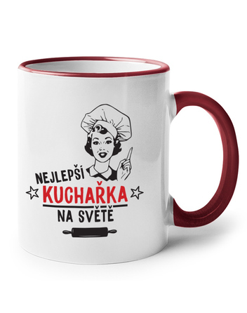 Keramický hrnek s červenym uchem Nejlepší kuchařka na světě