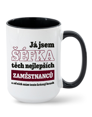 Keramický hrnek MAX - barevný vnitřek a ucho Vtipný keramický hrnek Já jsem šéfka