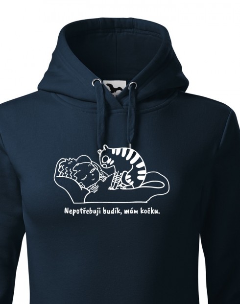 Dámská mikina Nepotřebuji budík, mám kočku