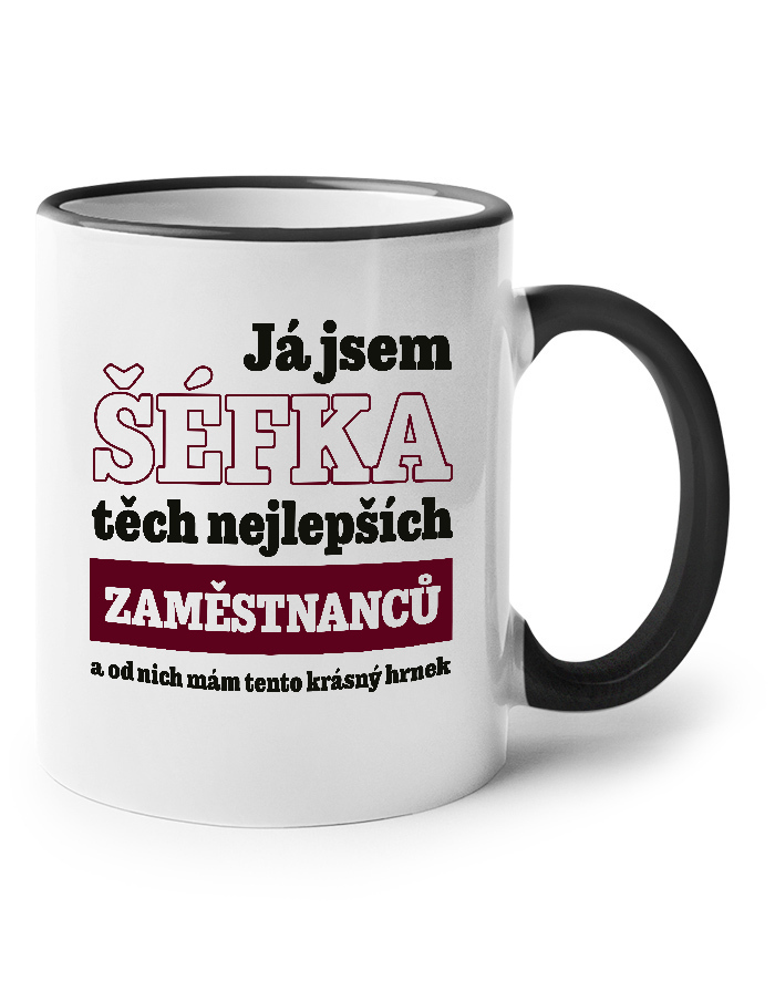 Keramický hrnek s barevným uchem Vtipný keramický hrnek Já jsem šéfka