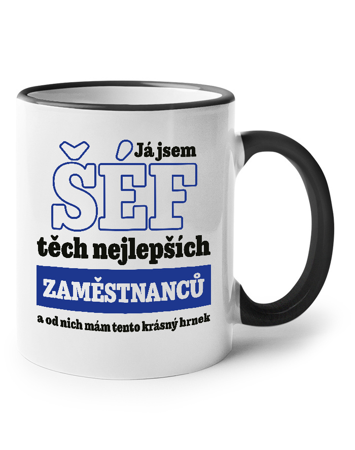 Keramický hrnek s barevným uchem Vtipný keramický hrnek Já jsem šef