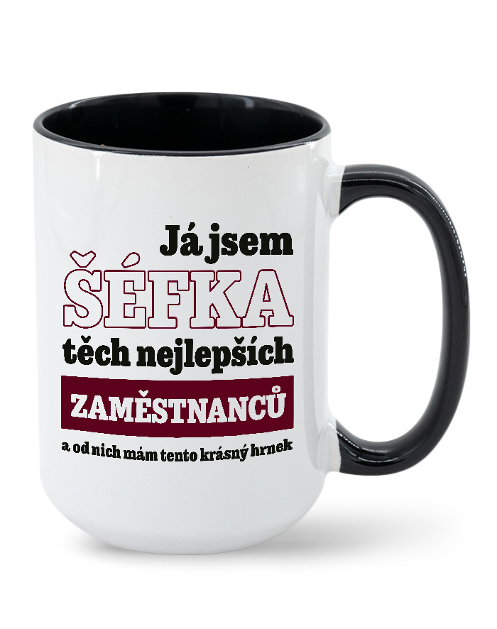 Keramický hrnek MAX - barevný vnitřek a ucho Vtipný keramický hrnek Já jsem šéfka