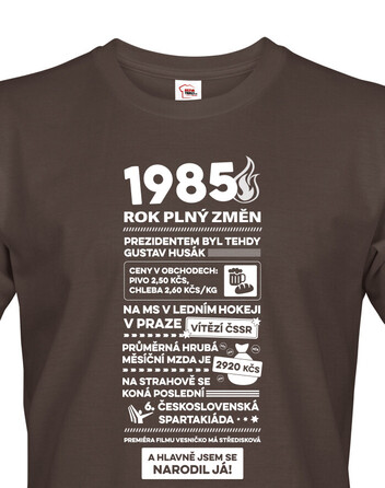 Pánské tričko s krátkým rukávem – narozeninové noviny 1985