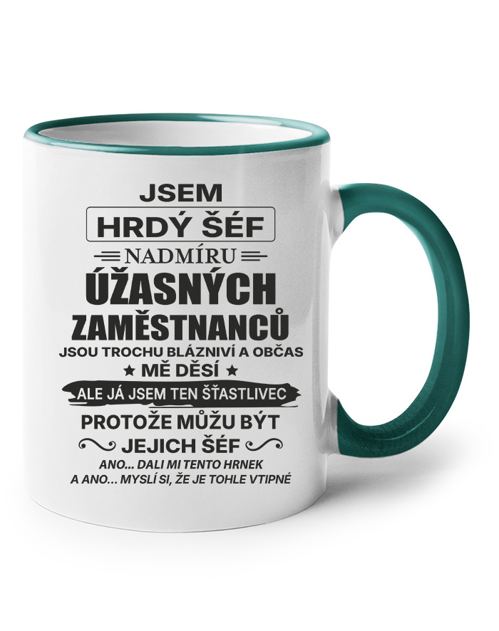 Keramický hrnek s barevným uchem Jsem hrdý šéf