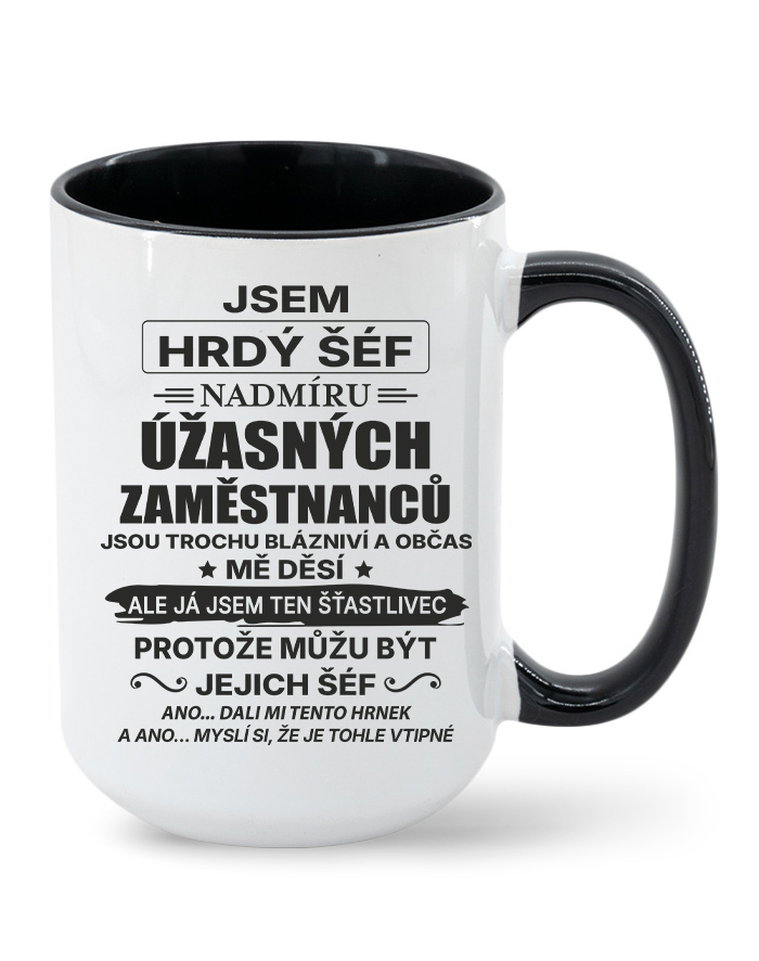 Keramický hrnek MAX - barevný vnitřek a ucho Jsem hrdý šéf