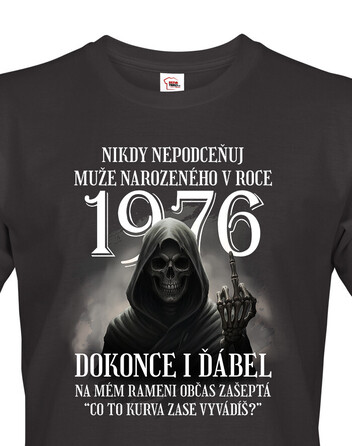 Pánské tričko s krátkým rukávem – k narozeninám s kostlivcem