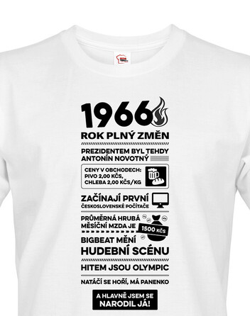 Pánské tričko s krátkým rukávem – narozeninové noviny 1966