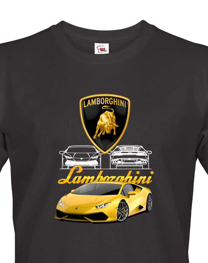 Pánské tričko Lamborghini – žlutý supersport a logo