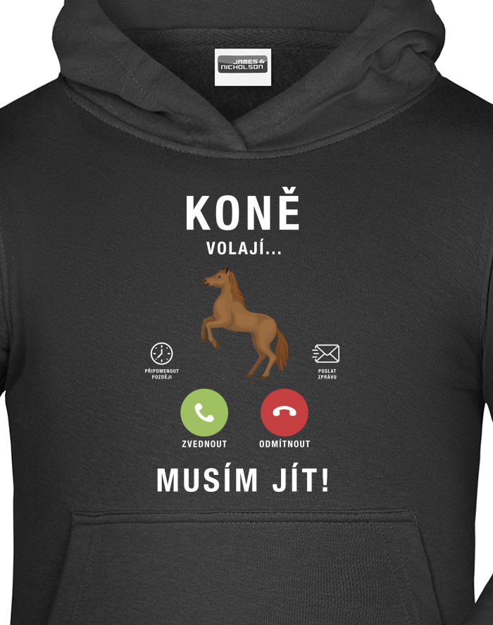 Dětská mikina s kapucí Koně volají