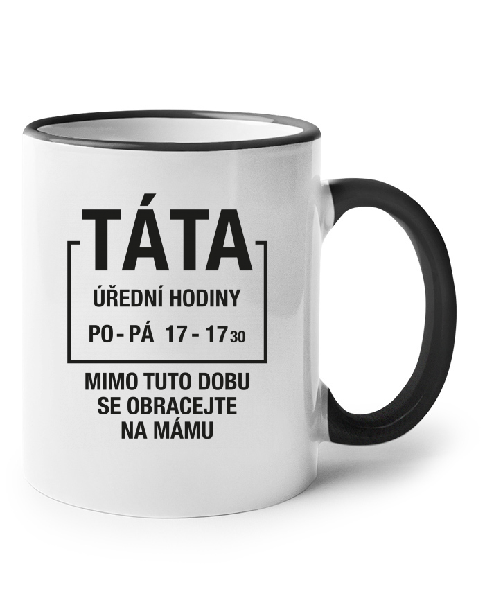 Keramický hrnek s barevným uchem Táta úřední hodiny
