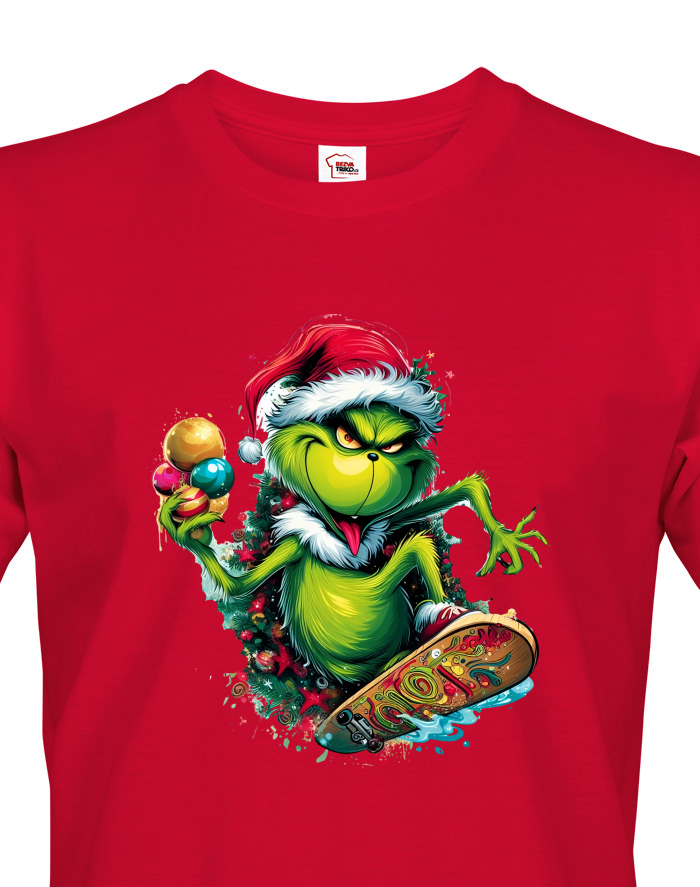 Pánské tričko Grinch na skateboardu