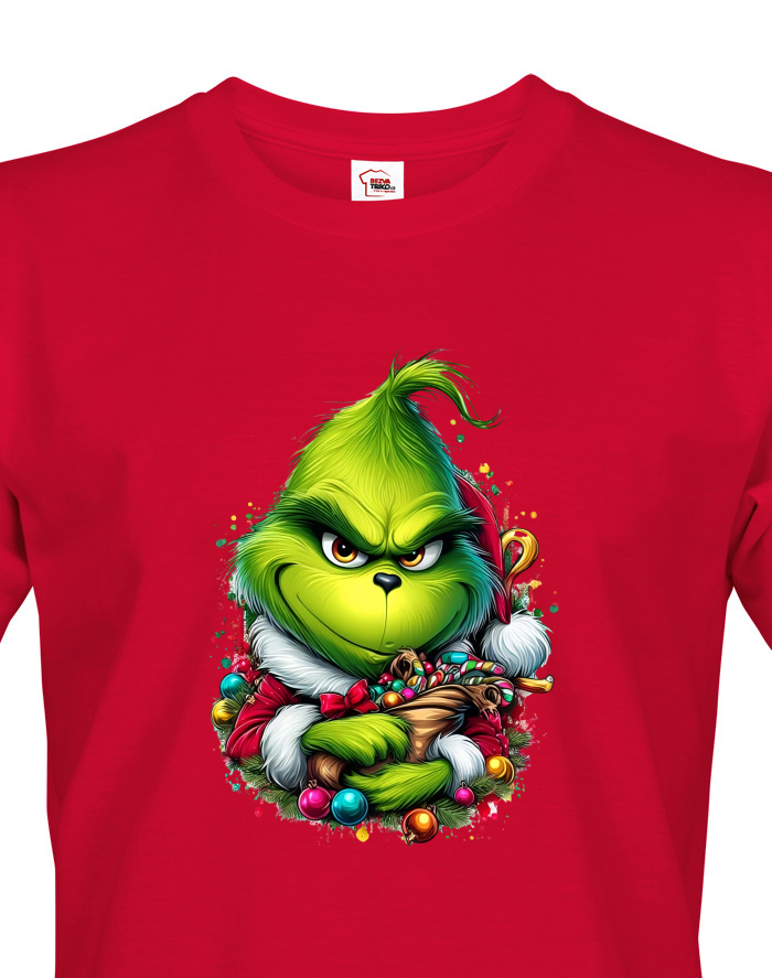 Pánské tričko Grinch s ozdobami