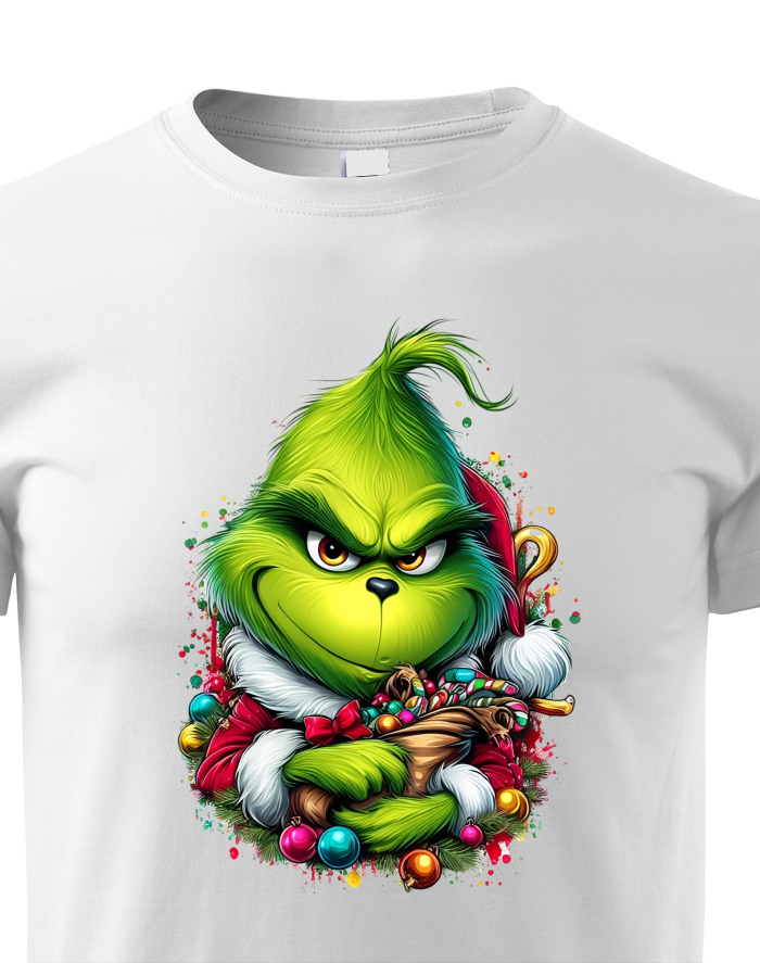 Dětské tričko Grinch s ozdobami