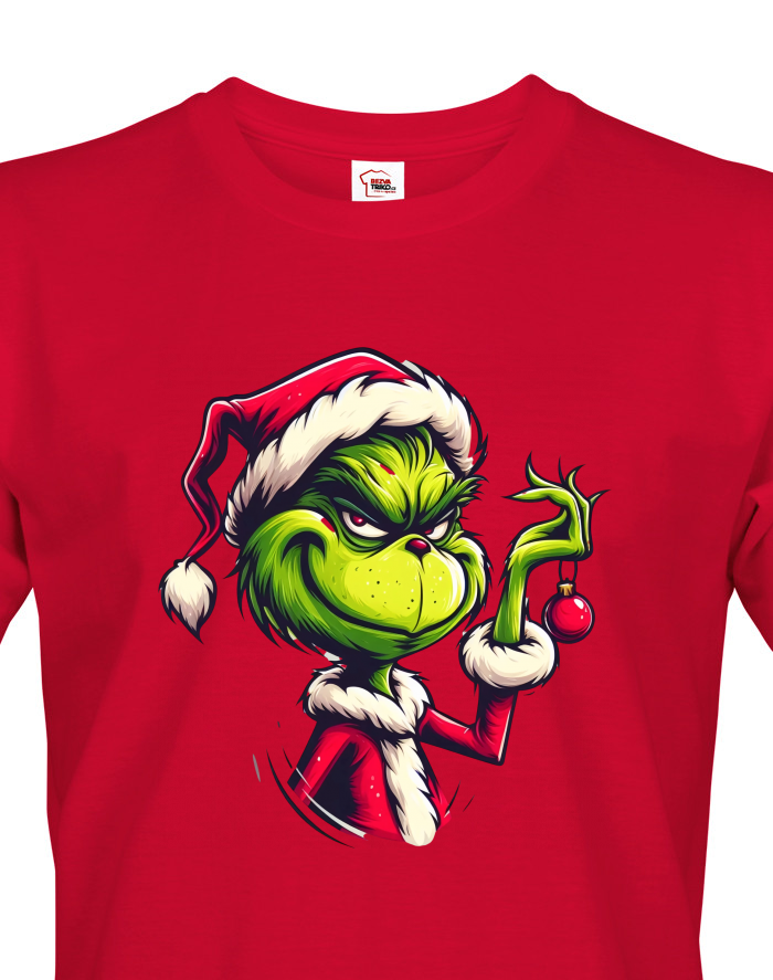 Pánské tričko Grinch s vánoční ozdobou